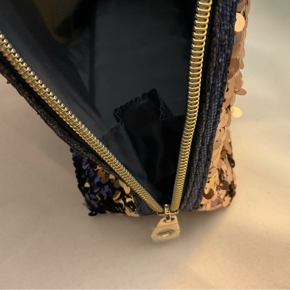 Isabella Scott Blue Flip Sequin Makeup Pouch Zipper Cosmetic Bag Toiletry Clutch - Picture 7 of 16